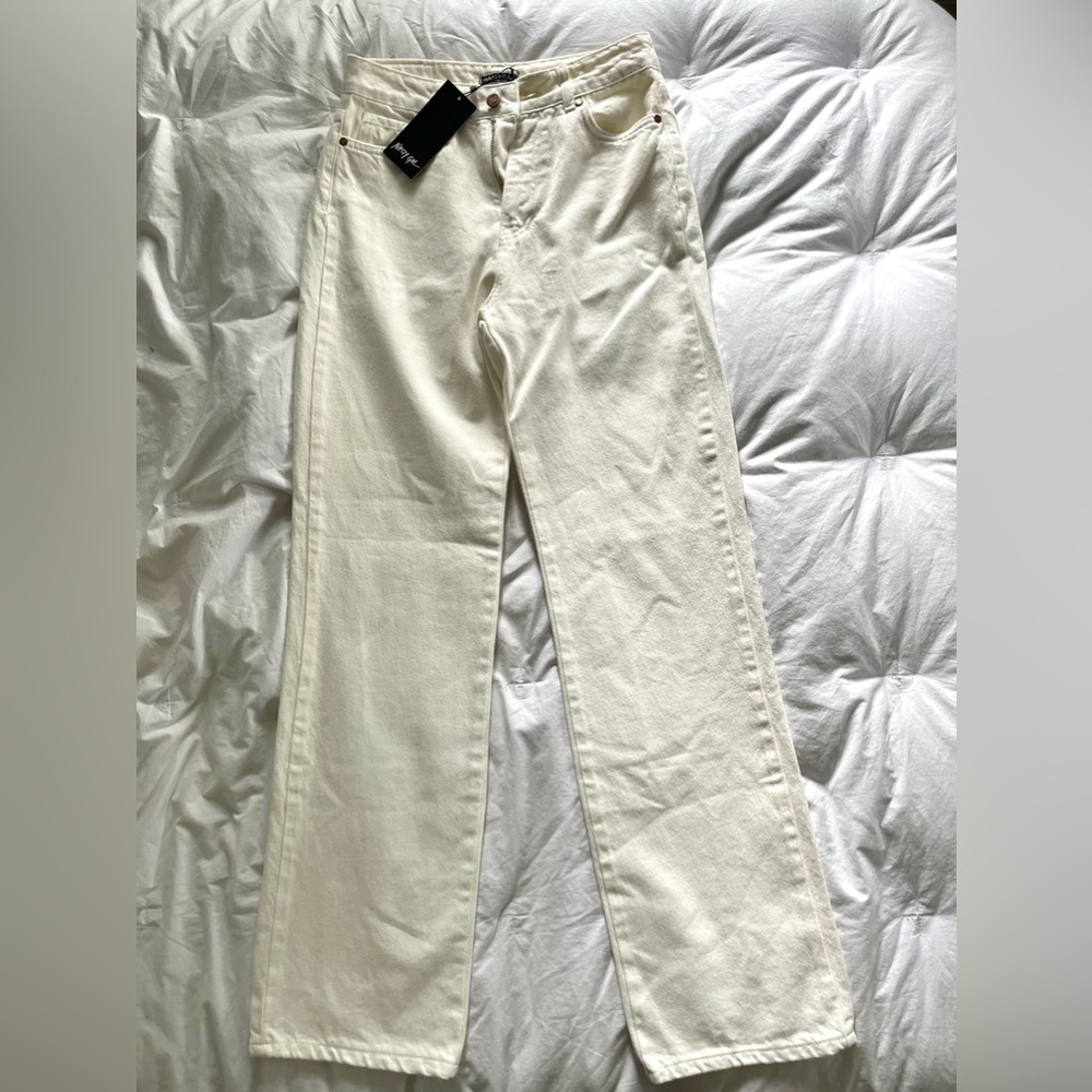 Nasty Gal High Rise Wide Leg Jean ECRU